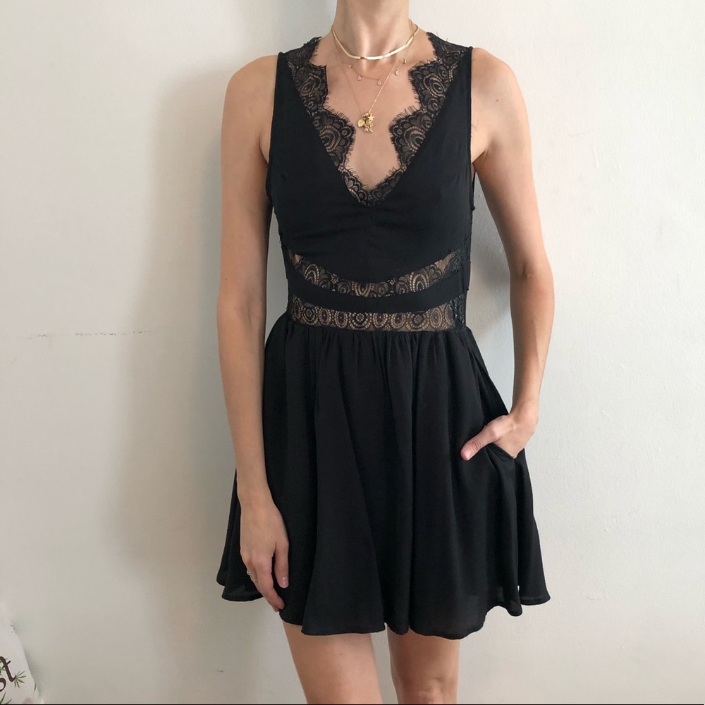 Keepsake the Label Black Lace Insert Mini Dress